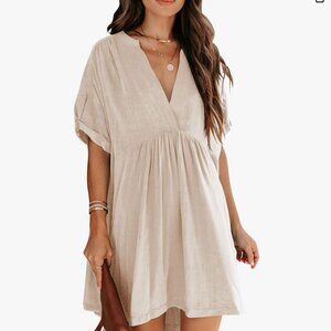 Women's Cream V-Neck Dress